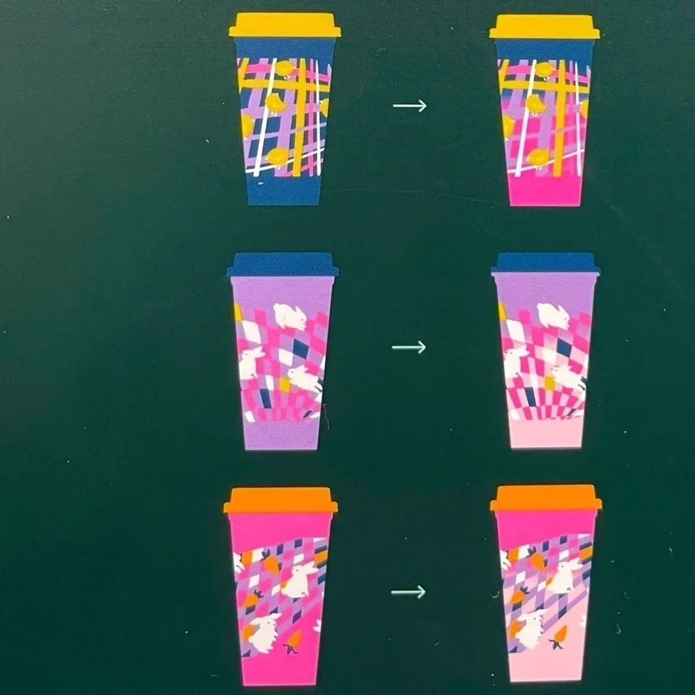 NEW Starbucks 2023 Spring Easter Color Changing Reusable Hot Cup Set of 6